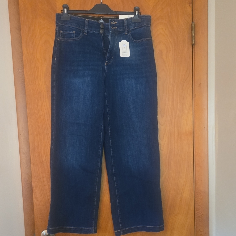 Chic Wide Leg Jeans in Deep Blue